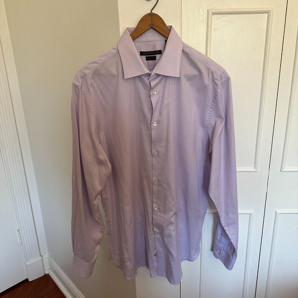 John Varvatos USA Men’s Lilac Button-Down Shirt Size 16.5 34/35 Regular Fit